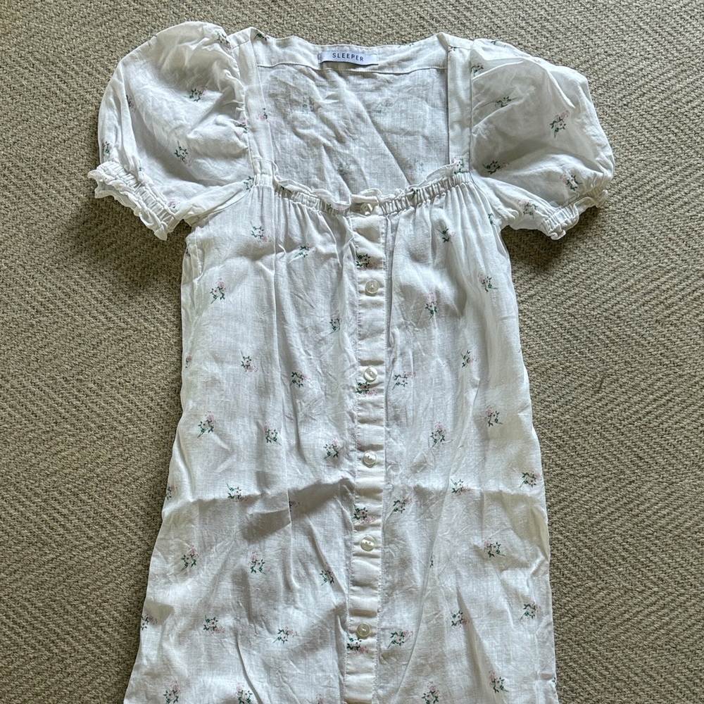 Sleeper Cream Floral Dress with Button Detail